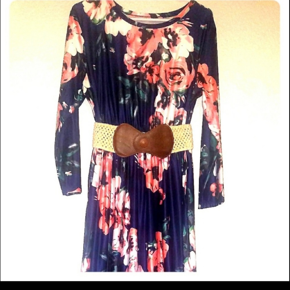 Stretchy floral maxi dark blue